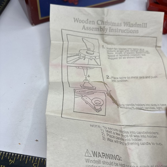 Santa's  Workbench Wood Windmill Christmas Nativity Pyramid 3 Tier Carousel - Picture 12 of 16